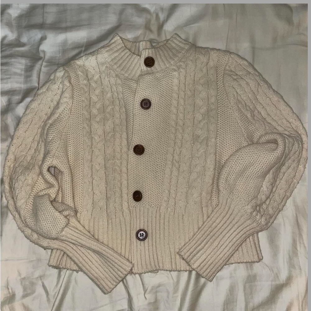 cropped cream cardigan/sweater